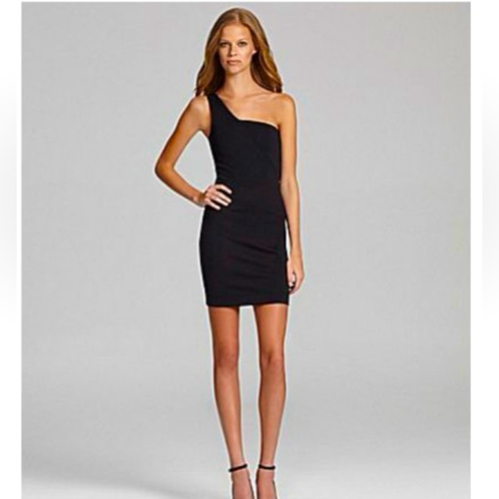 French Connection Margarita One Shoulder Black Bandage Mini Dress, Bodycon Dress